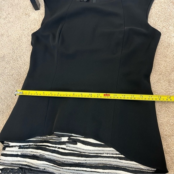 LAFAYETTE New York black white asymmetrical sleeveless peplum sequin dress 10 - Picture 9 of 11